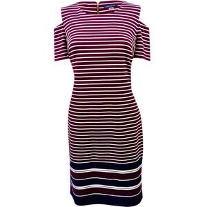 Women's Tommy Hilfiger Navy, Burgundy & White Sheath Dress Size 2